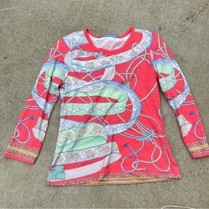 J.McLaughlin long sleeve top hot pink rope print